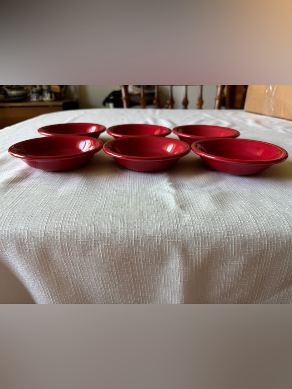 Set of 6 Fiestaware “Scarlet” Red Small 5-1/8” Berry Bowls - Excellent Condition